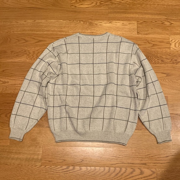 vtg fairway sport tan grid golfer sweater 💫 large - Picture 9 of 10